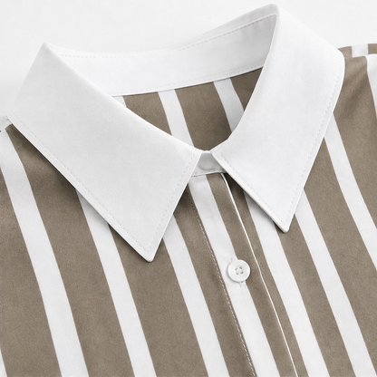 Lineleigh – Striped Wide-Leg Shirt And Pants Set