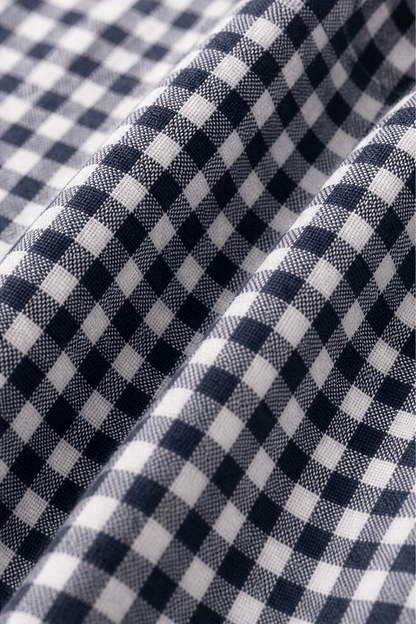 Blockline – Patchwork Plaid Loose Crew Neck Top