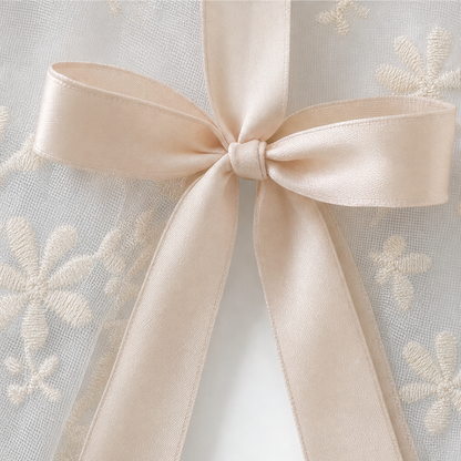 Wisplin – Embroidered Floral Tie-Up Sheer Curtain