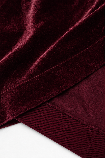 Velveau – Oversized Pocketed V-Neck Velvet Look Tunic