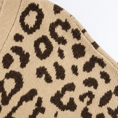 Léofur – Leopard Print Open-Front Knit Cardigan