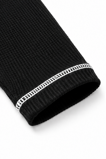 Wearbella – Waffle Knit Contrast Stitch Henley Top