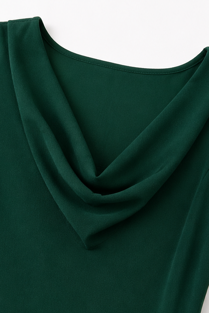 Coverlyn – Cowl Neck Lace Sleeve A-Line Dress