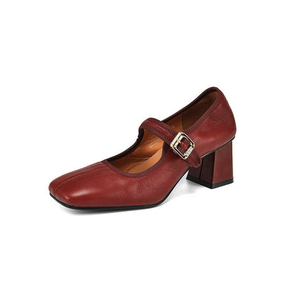 Saffron - Trendy French Style Chunky Heel Shoes