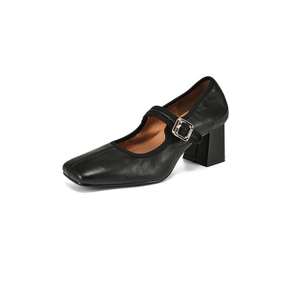 Saffron - Trendy French Style Chunky Heel Shoes