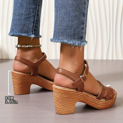 Haven Braided Block Heel Sandals