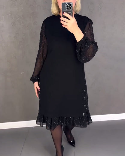 ELIANA | Elegant Dress with Transparent Sleeves and Flattering Cut for Autumn Occasions