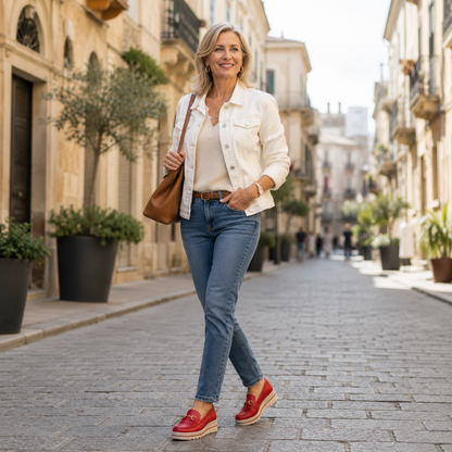 Clarelle – Steel-look Clasp Lug Sole Loafers