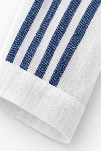 Wearbella – Striped V-Neck 3/4-Sleeve Blouse
