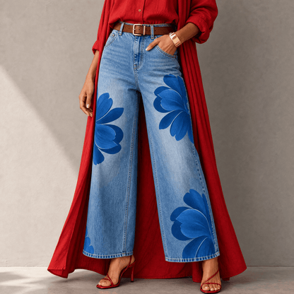 Florenza – Women's Bold Floral Wide-Leg Jeans