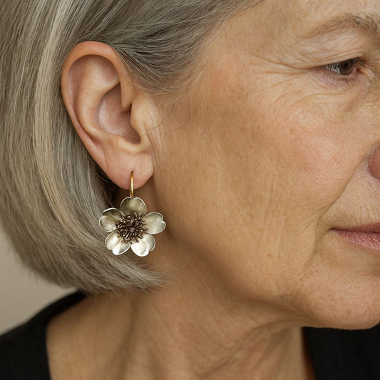 Vintage Silver & Gold Blossom Earrings