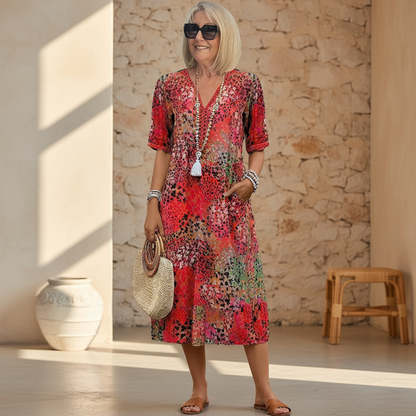 CALLIE | Vibrant Midi Dress Flattering Fit Effortless Style