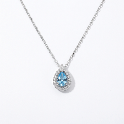 Lunaire - Aqua Blue Teardrop Pendant Necklace