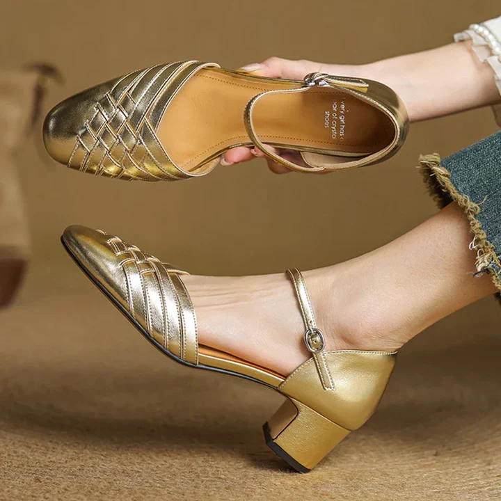 Éliane Leather Block Heels