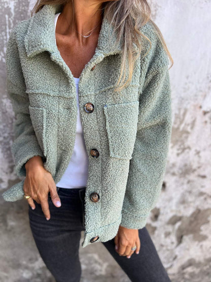 Calla - Cozy Sherpa Button-Up Jacket