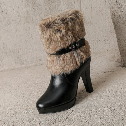 Scarlett Fur-Cuff Heel Boot