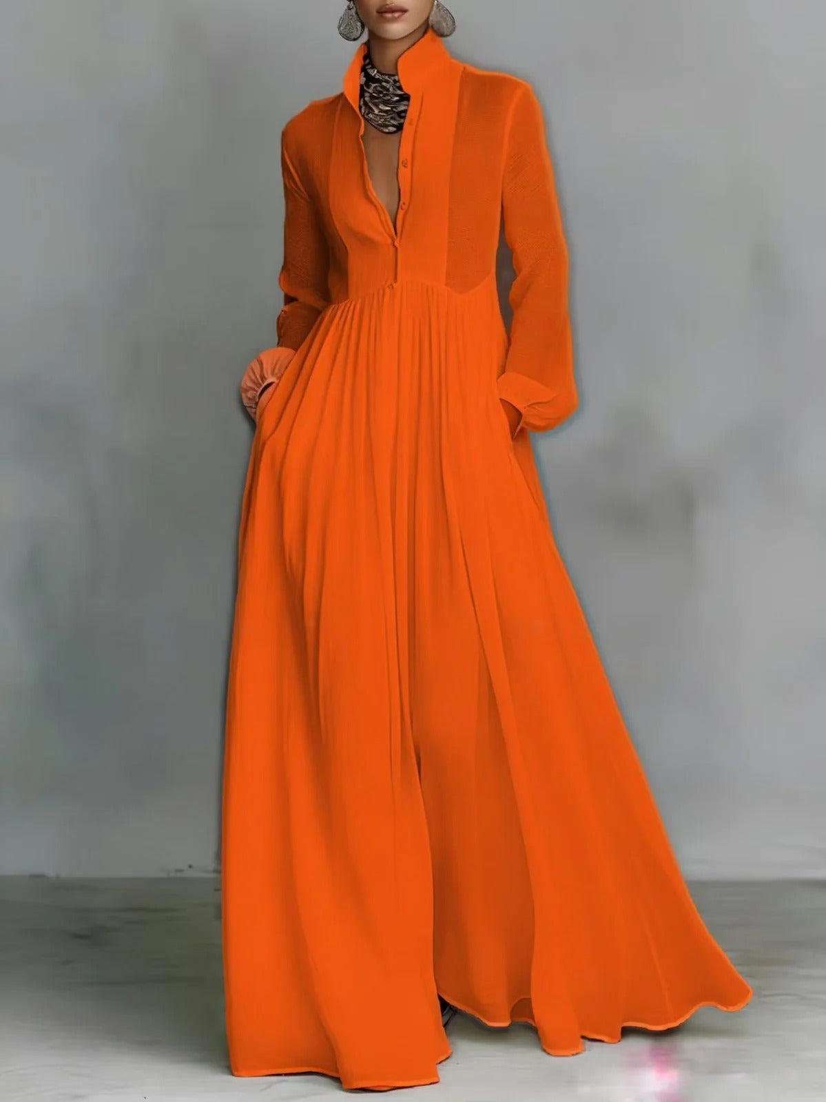 Celine | Flowing Button-Front Maxi Dress