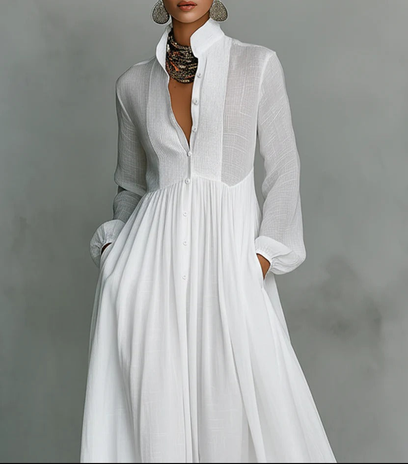 Celine | Flowing Button-Front Maxi Dress