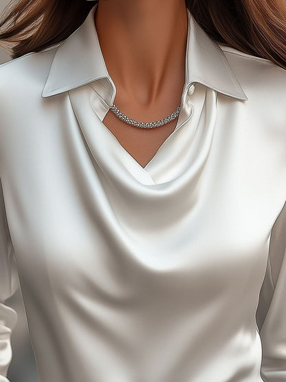 Nyx - Elegant Draped Neckline Women’s Top