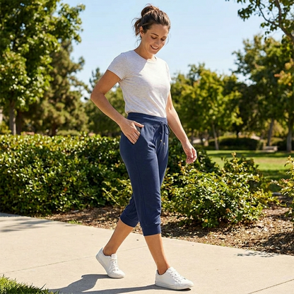 Lunara – Soft Cotton Drawstring Capri Joggers