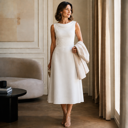 Draperie – Draped-Neck Pleated A-Line Wedding Guest Dress