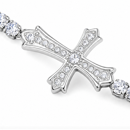 Lumière – Pavé Zircon Cross Tennis Bracelet in Silver or Gold