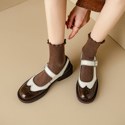Ophelia - Top Layer Washed Cowhide Mary Jane Flats