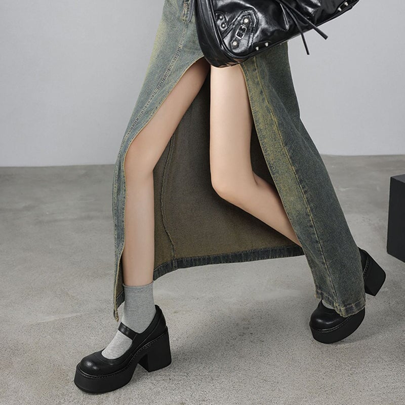 Verena - Stylish Leather Mary Janes Chunky Platform Shoes