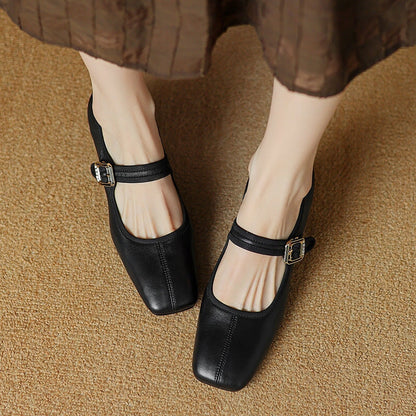 Saffron - Trendy French Style Chunky Heel Shoes