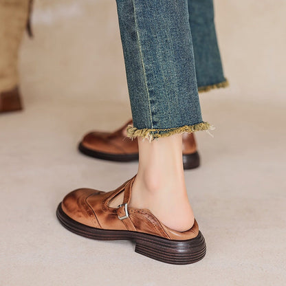 Liora - Retro Women's Brogue Leather Shoes