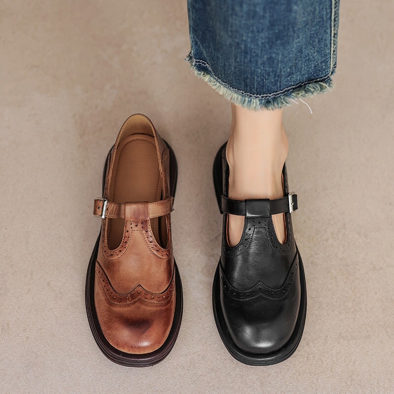 Liora - Retro Women's Brogue Leather Shoes