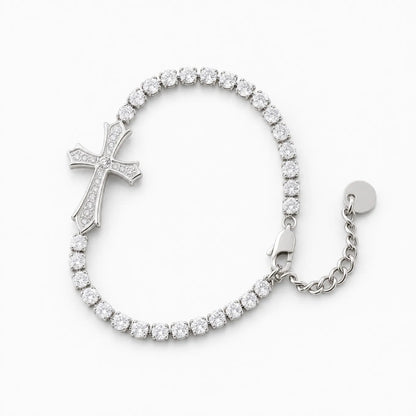 Lumière – Pavé Zircon Cross Tennis Bracelet in Silver or Gold