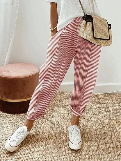 Cajsa - Cotton Striped Trousers