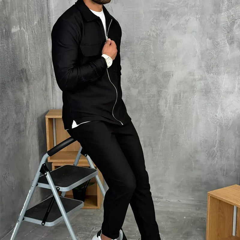 Adonis - Ribbed Zip-Up Jogger Set