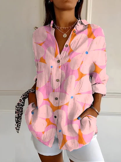 DESIREE FLORAL BLOUSE WITH BUTTON PLACKET