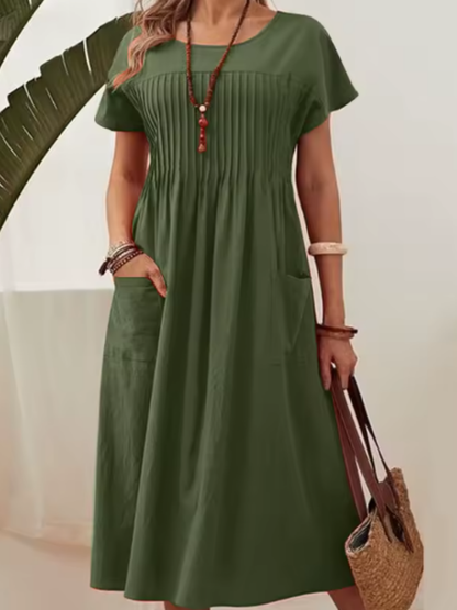 Avelisse | Pleated Bodice Midi Dress