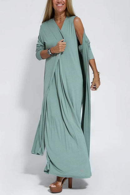 Ellie™ Elegant Long Dress with Cardigan